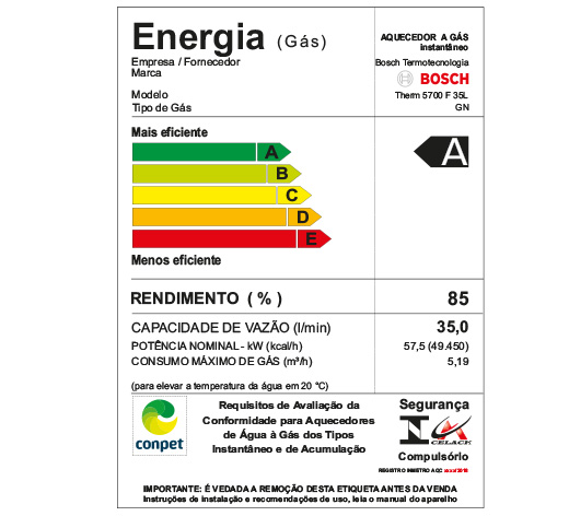 etiqueta inmetro Therm 5600 F 16L GN